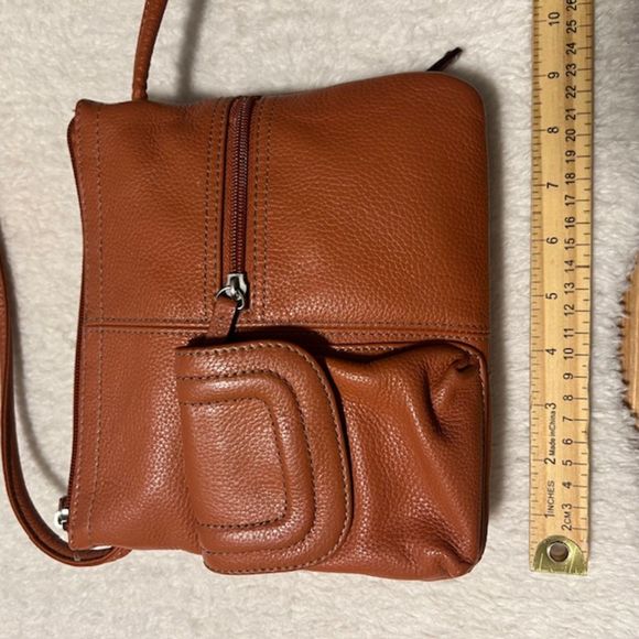 Tignanello Orange Brown Gen Leather Crossbody Bag - Picture 14 of 14